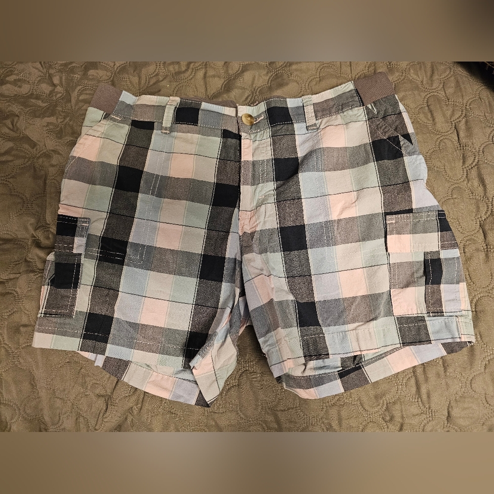 Women's Plaid Cargo Shorts